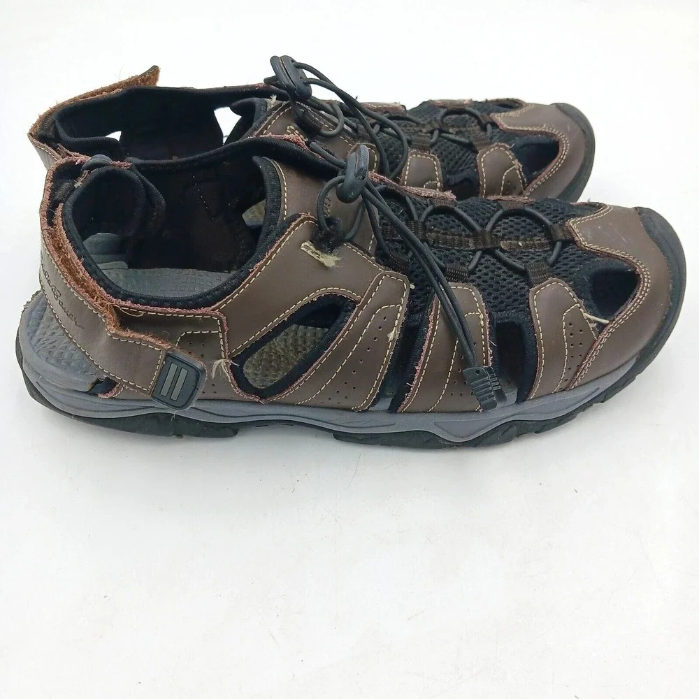 Eddie Bauer Men's Shoes 12M Bungee Lace Arvada Fisherman Water Sandals Brown